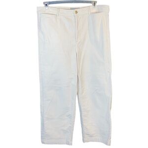 Everlane Cream High Waisted Corduroy Straight Leg Pants, Size 16 (XL)